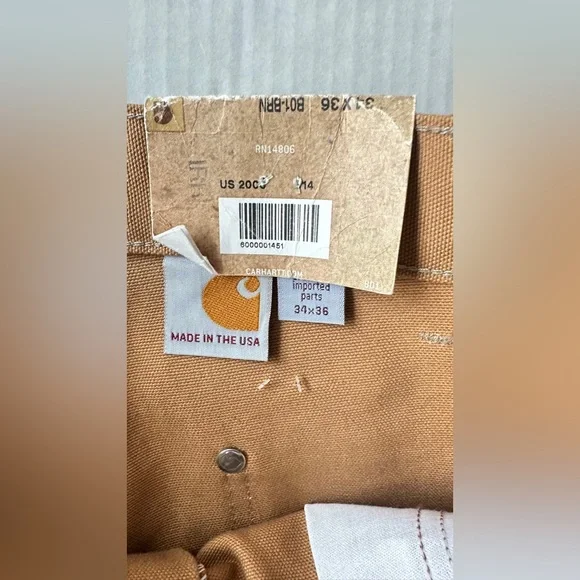 Carhartt Loose Fit Firm Duck Double-Front Utility Work Pants 34x36 B01-M NWT - Picture 7 of 10